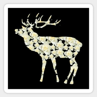 deer stag roses flower wild animal hunting rose bloom Magnet